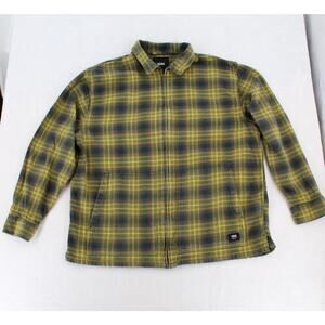 Retro Vans Yellow Plaid Full Zip Flannel Shirt Jacket Shacket Mens Large